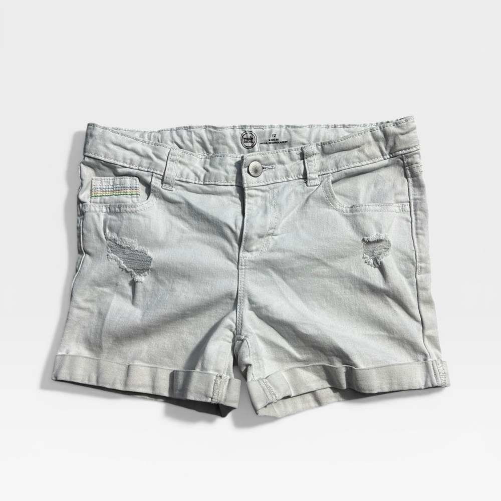 5 for $25🔥Wonder Nation White Distressed Cuffed Hem Shorts Girls Size 12